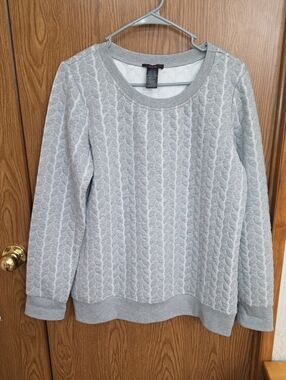 mark. Light Gray Quilted Cable-Pattern Sweatshirt